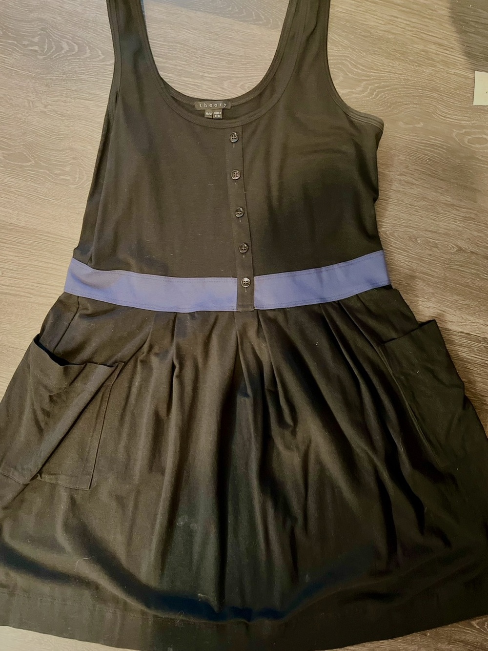 Theory Black Dress with Blue Waistband